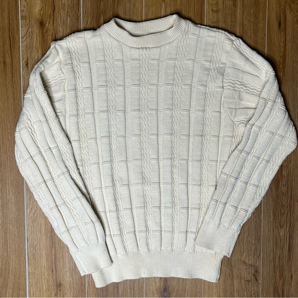 Oscar De La Renta MENS White Crewm Jumper Sweater LARGE Beautiful Warm - Picture 1 of 5